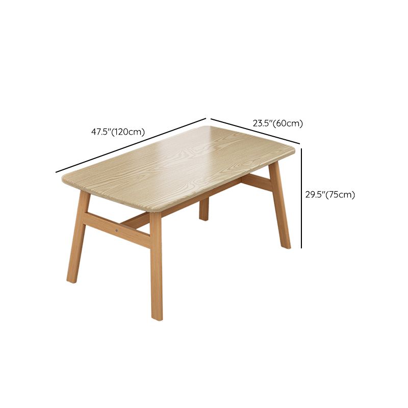 Rectangular Natural Oak Dining Table Wooden Tabletop with Metal Legs