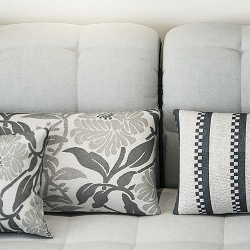 Farmhouse Linen Sofa with Chaise Pillow Top Arm 4-Seater Sofa