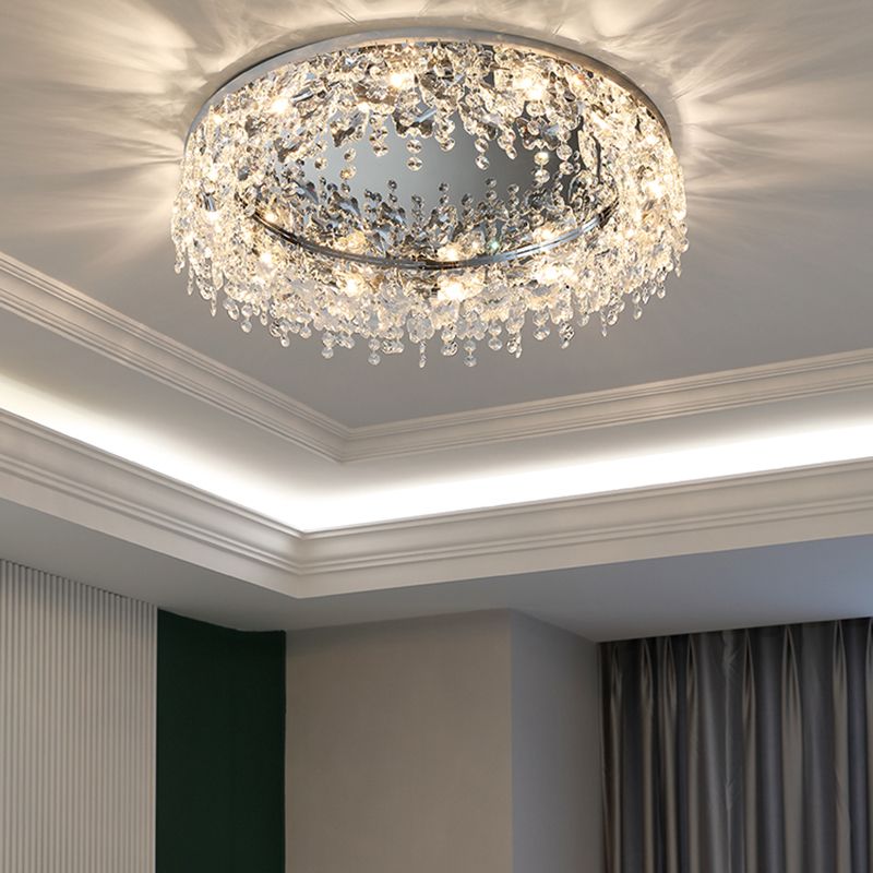 Crystal Flush Mount Lamp Modern Flush Ceiling Light Fixture for Living Room