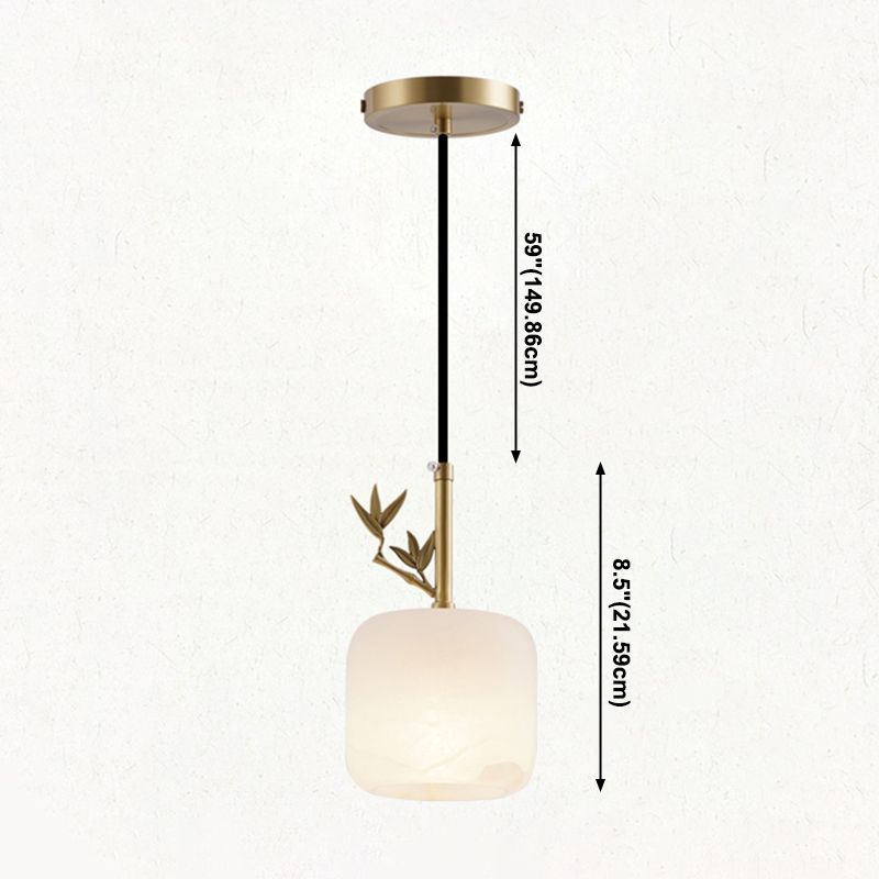 1 Licht Luxus Marmor Hanging Lampe, nordische Ziegelschatten-Anhängerbeleuchtung für Schlafzimmer