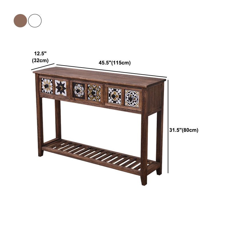 Mid-Century Modern Accent Table with Drawers for Hall Console