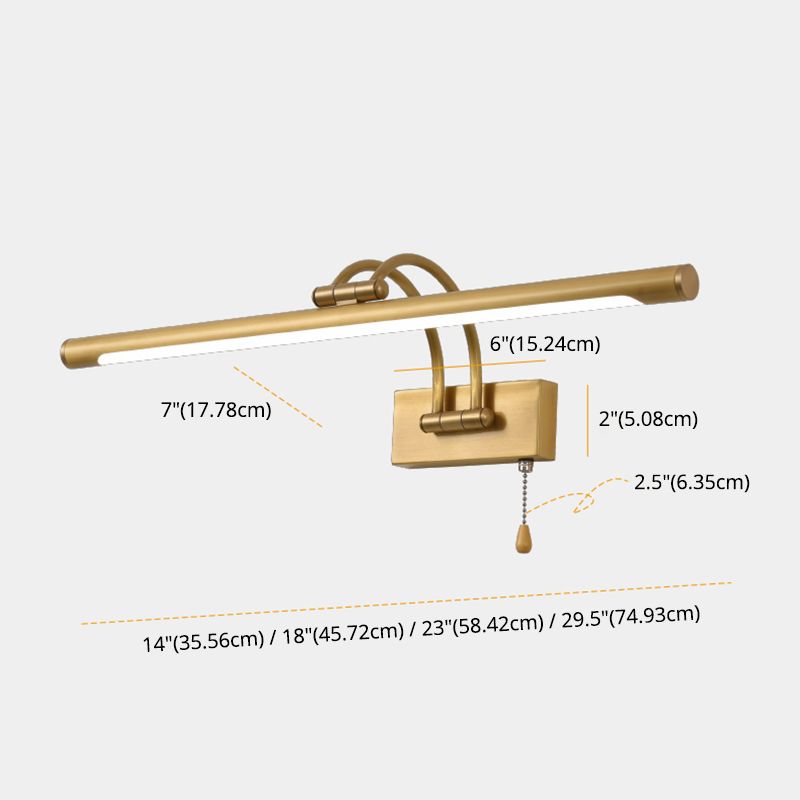 Modern Creative Bathroom LED Wall Lamp Copper Linear Extendable Wall Light with Acrylic Shade