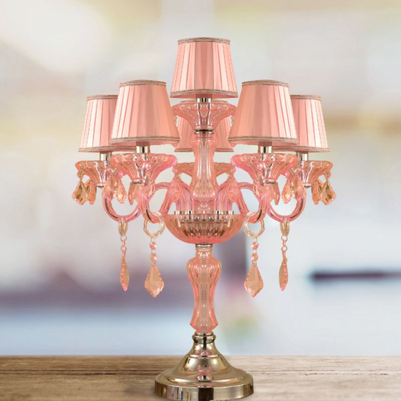 Table à coucher de bougies Lumières Crystal Spears traditionnelles 5/6/7 Bulbes de nuit rose LAMPE DE NEULLE