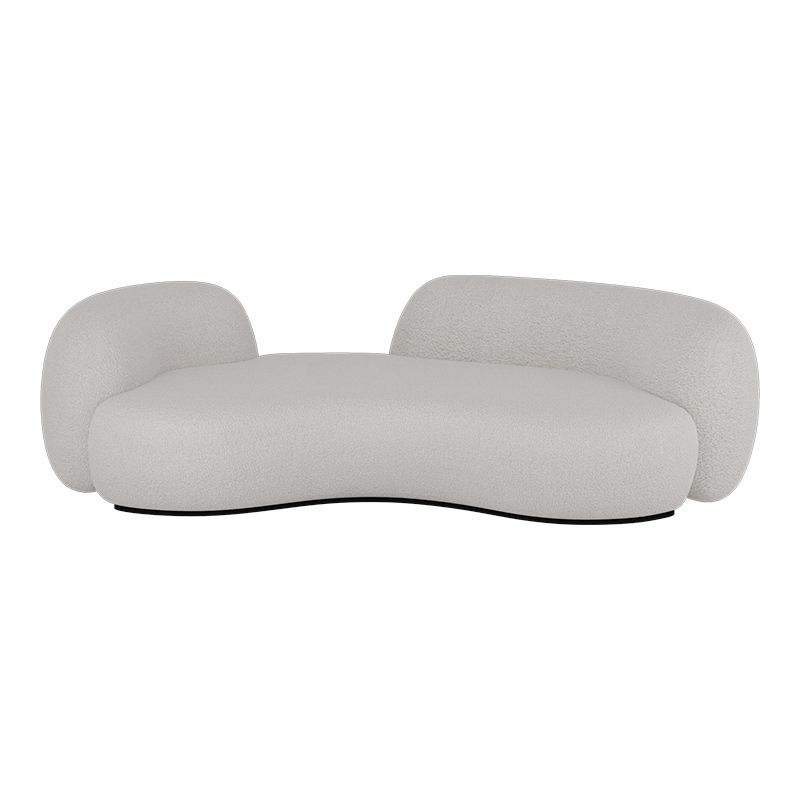 Contemporary Tuxedo Arm Sofa Fabric Sofa in White, Tight Back Curved Sofa