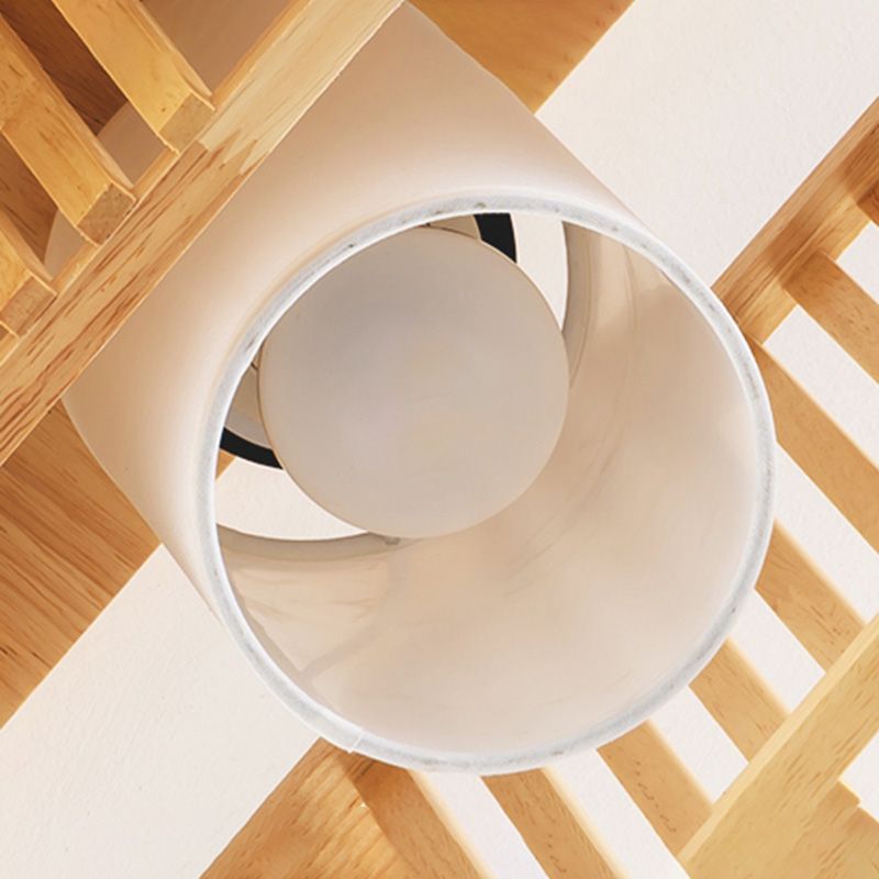 Rettangolo a soffitto in legno Luce asiatica in stile asiatico a filo a sfioramento del soffitto