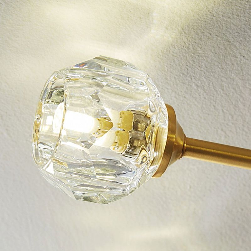 Starburst Semi Flush Ceiling Light Modern Style Crystal Coppery Close to Ceiling Lighting