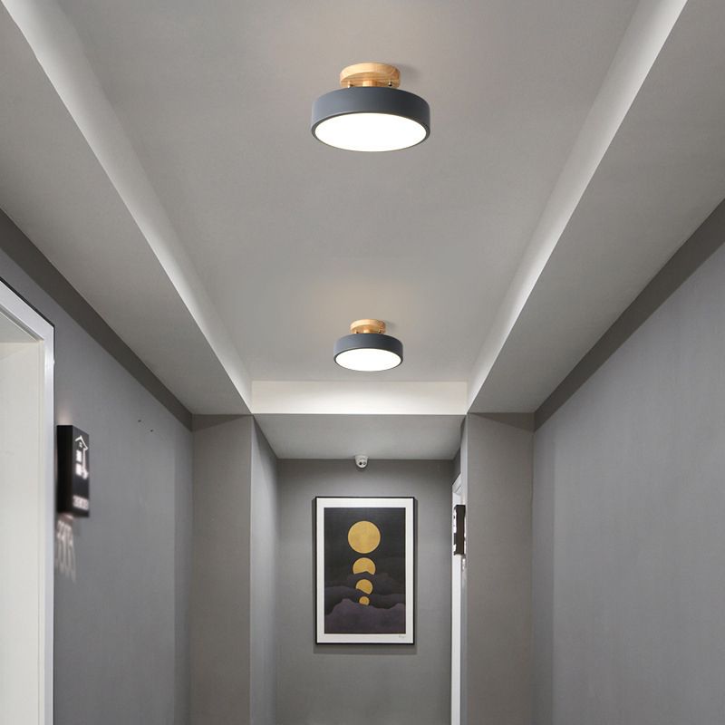 1 Light Cylindrical Ceiling Light Modern Macaron Style Metal Ceiling Lighting for Bedroom