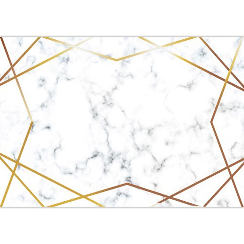 Stylish Marble Surface Pattern Rug White Novelty Rug Polyester Pet Friendly Washable Non-Slip Area Rug for Home