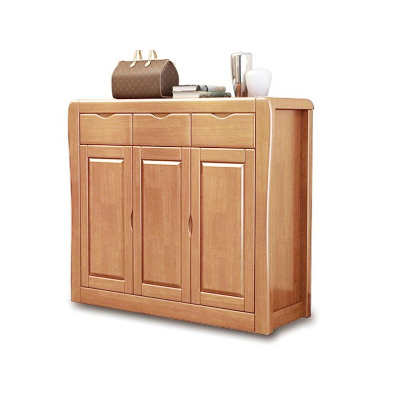 Modern Wood Accent Cabinet Grooves Standard Cabinet with Drawer