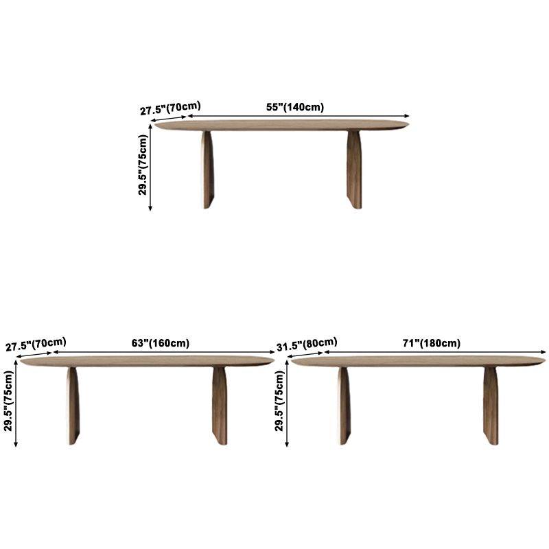 Mesa de comedor de tono marrón de madera maciza oval
