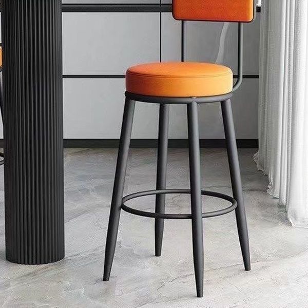 Metal Low Back Dining Stools Glam Armless Bar Stools with Cushion