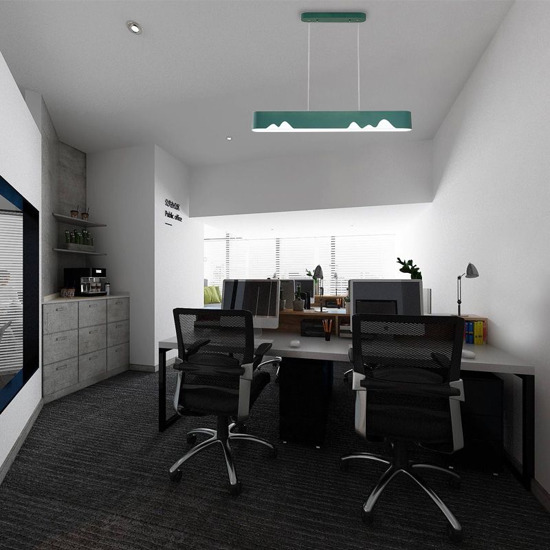 Chandelier linéaire rectangulaire blanc / noir / vert