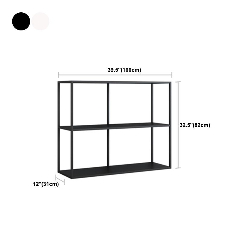 Rectangle Open Black Bookshelf Modern Metal Storage Bookcase