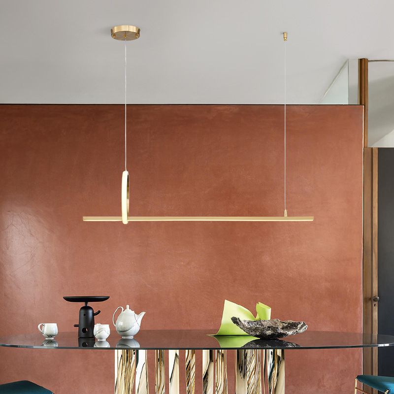 Metal Linear Island Pendant Lighting Modern 2-Light Island Light Fixtures