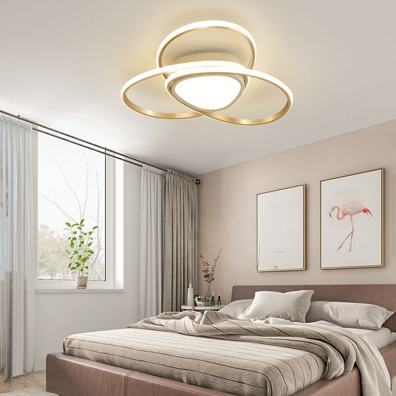 Gold Geometrical Ceiling Light Fixture Simple Style LED Metal Ceiling Flush Mount Light