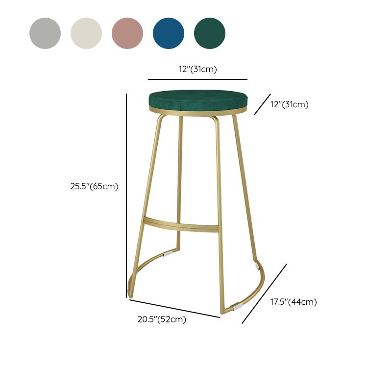 Nordic Style Bar-stool Round Seat Counter Bar Stool with Metal Legs for Home