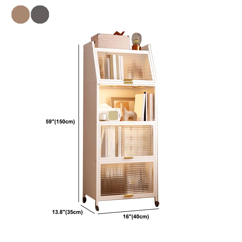 Contemporary Steel Shelf Bookcase with Doors Standard Bookshelf