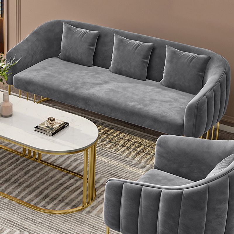 25.59" W x 29.52" H Velvet Tuxedo Arm Sofa Contemporary Standard Sofa with Tight Back