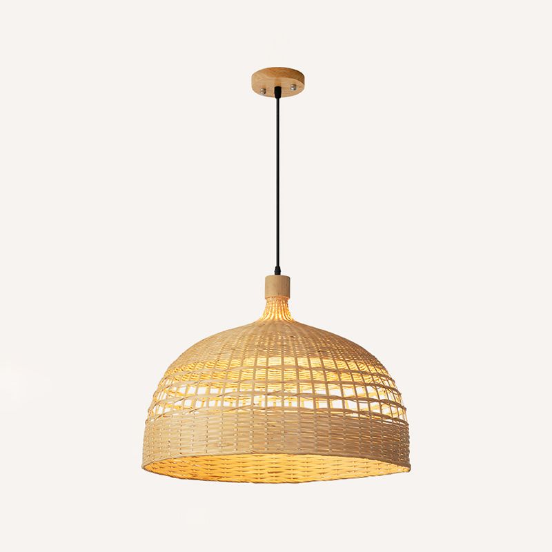 Schüsselform hängen hängende Beleuchtung moderner Stil Bambus 1 Licht Anhängerlampe für Teehaus