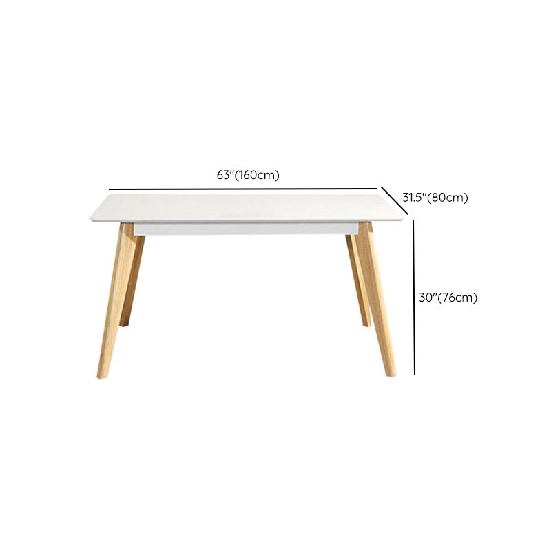 Rectangle 4 Legs Dining Table Modern Ash Wood Base Table for Kitchen