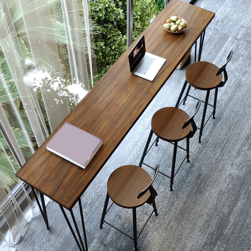 1/2/4/5 Pieces Industrial Rectangle Pub Table Set Wooden Counter Table with High Stools
