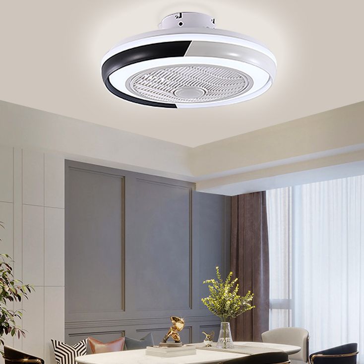 Runde Wohnzimmer Deckenlüftungslampe Metallic Moderne LED Semi Flush Leuchte