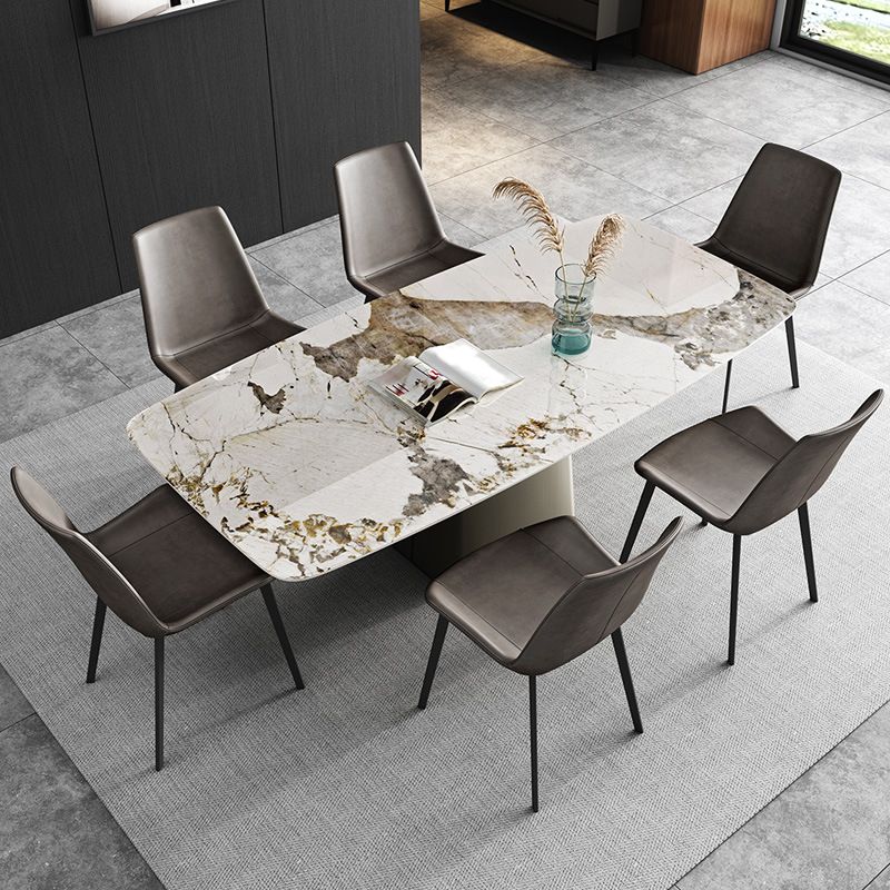 Glam Dinette Set for Dining Room 1/2/3/7 Pieces Glossy White Dining Table Set