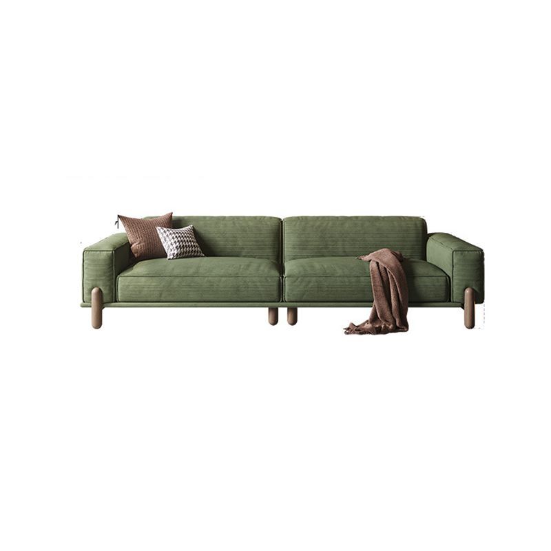 Modern Style Corduroy Sofa 30.7" High Square Arm Sofa in Green