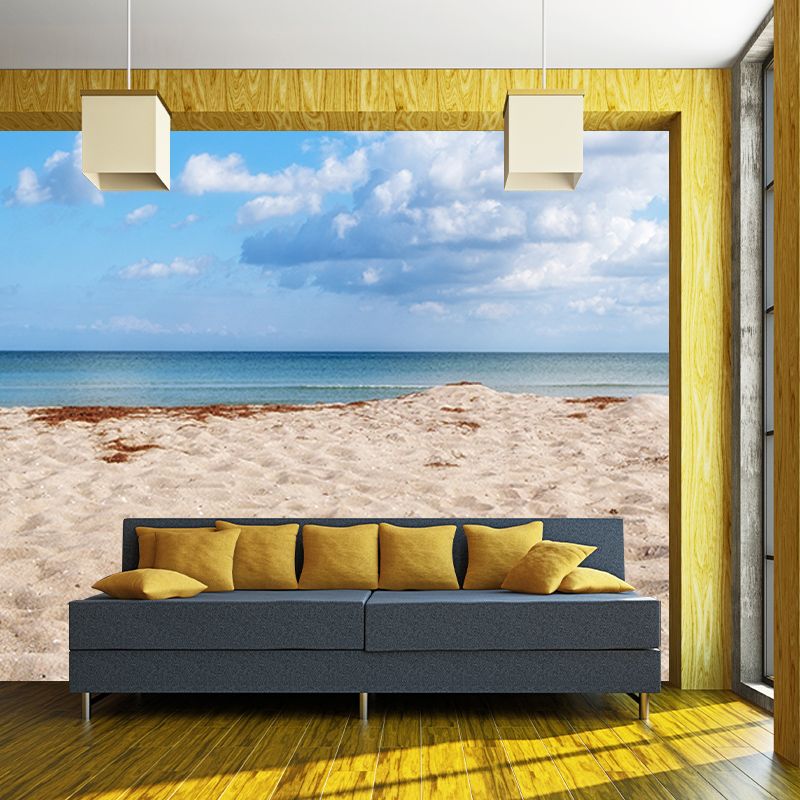 Blue Ocean Wall Mural Wallpaper Moisture Resistant Modern Bedroom Home Decor