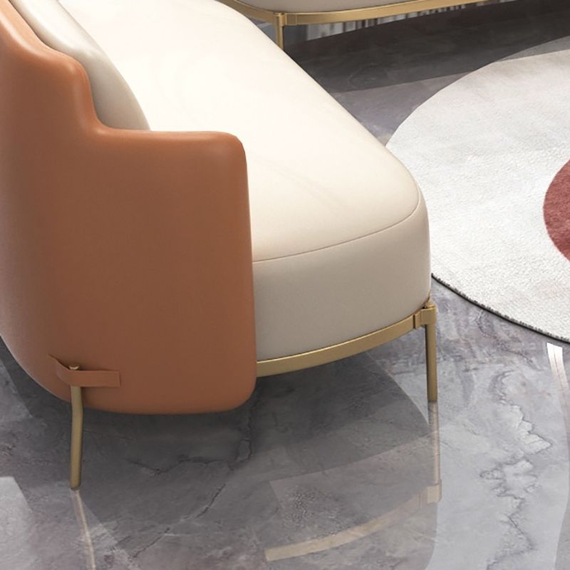 Tuxedo Arm Standard Sofa Leather and Iron Seating in Beige for Bonus Room