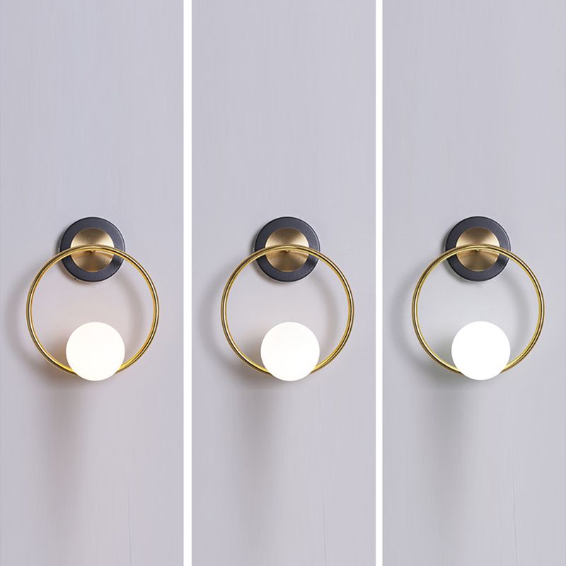 Discina de pared de vidrio blanco 1 lámpara de luz montada en la pared para sala de estudio