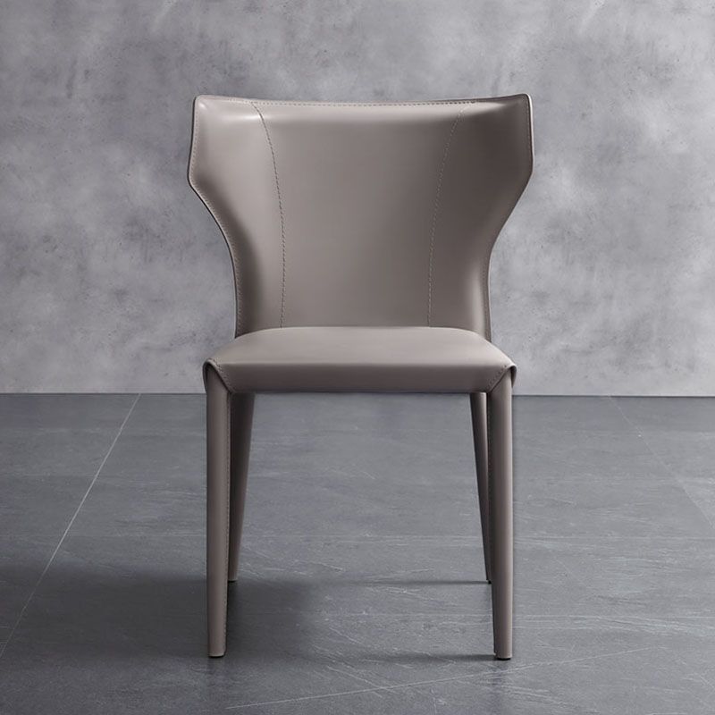 Silla de comedor de cuero moderna, silla lateral sin brazos con respaldo para uso doméstico