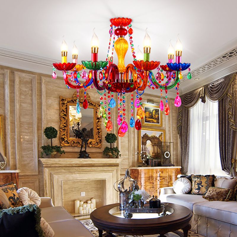 Nordic Multi Head Macron Chandelier Glass Pendant Lighting Fixtures for Bedroom