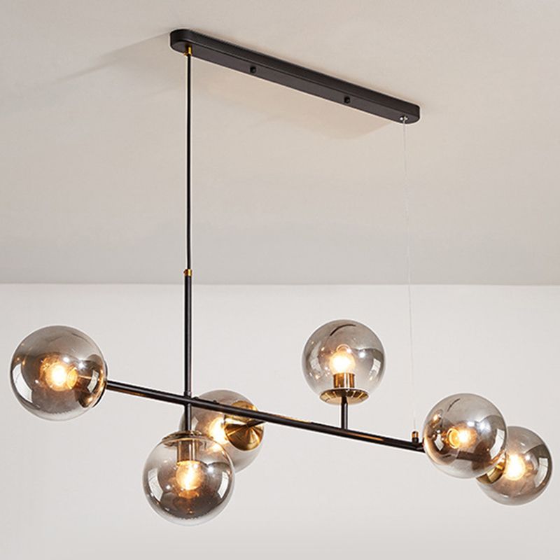 Modern Island Light Multi Lights Island Hanging Light with Glass Shade for Living Room