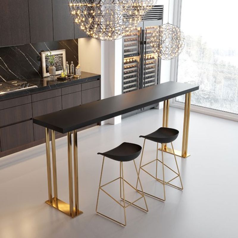 Glam Style Bar Table 42-inch Height Wood Top Bistro Table with Gold Pedestal