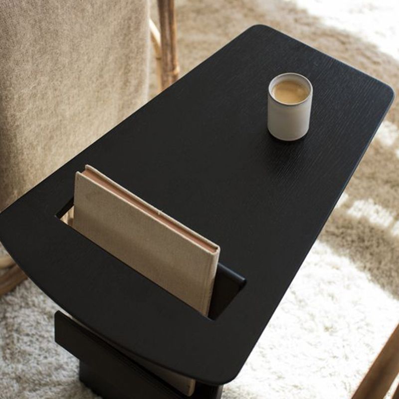 Solid Wood Abstract Side Table Natural/Black 22.44 inch Wide End Table