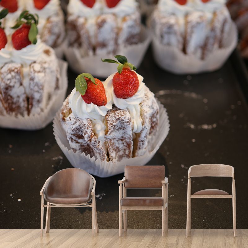 Sweet Pastry Mural Wallpaper Water Resistant for Cake Shop, Custom Size Available