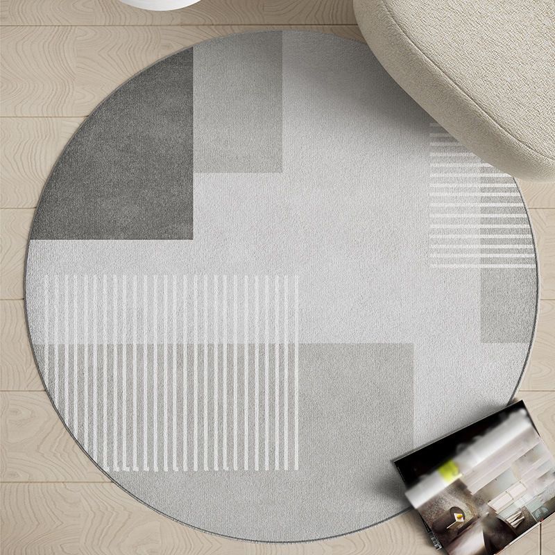 Modern Living Room Rug Round Polyester Rug Anti-Slip Backing Rug for Living Room