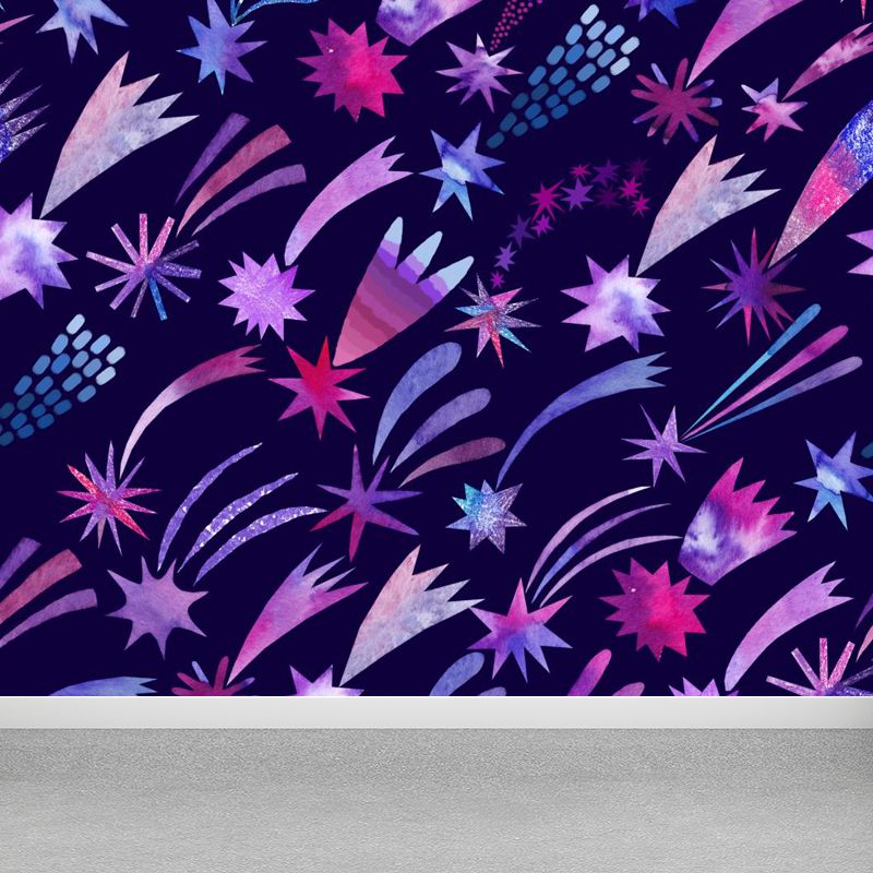 Huge Outer Space Wallpaper Mural Cartoon Creative Universe Wall Covering in Bright Color