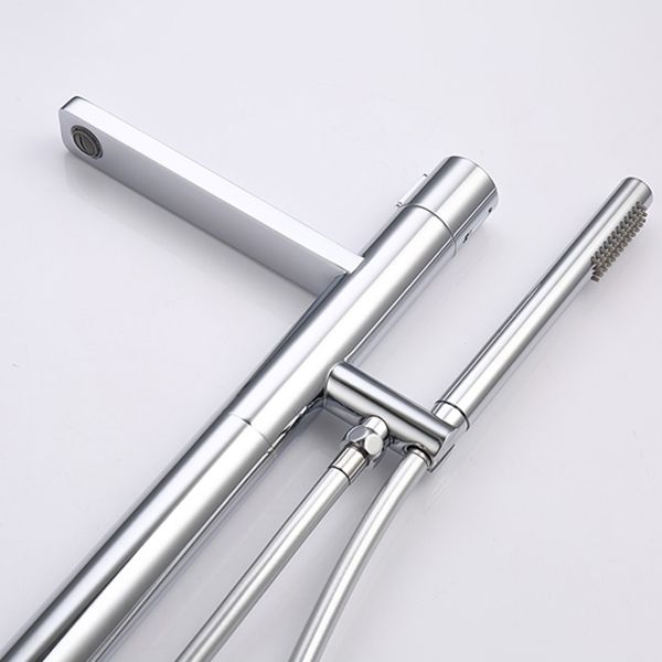Contemporary Floor Mounted Copper Freestanding Tub Filler High Arc Tub Filler Trim