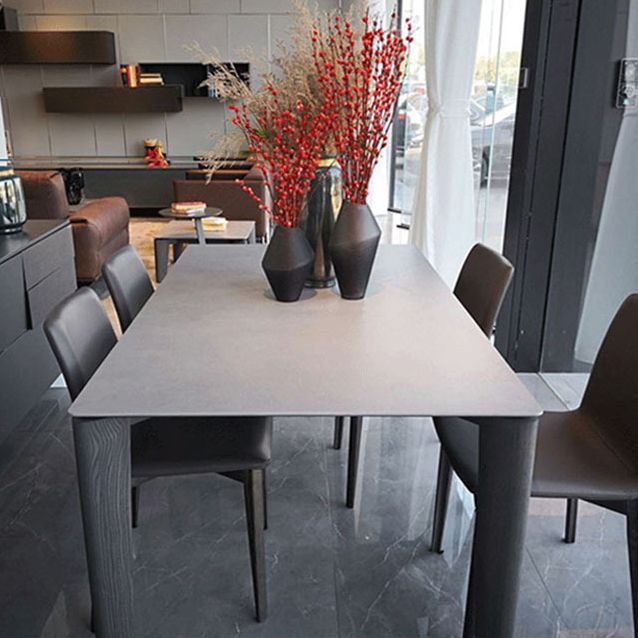 Rectangle Dining Table Simple Dinner Room Simple Table with 4 Wood Legs Base