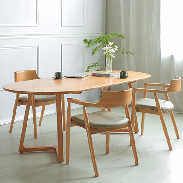 Solid Wood Dining Table Contemporary Oval Dinner Table for Home Kitchen Dinner
