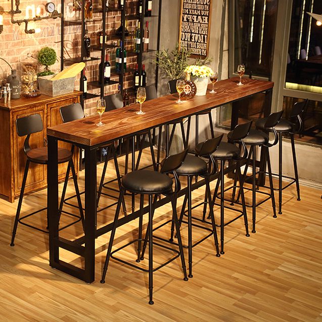 Industrial 1/6/11 Pieces Bar Table Set Rectangle Pine Wood Counter Table with Stools