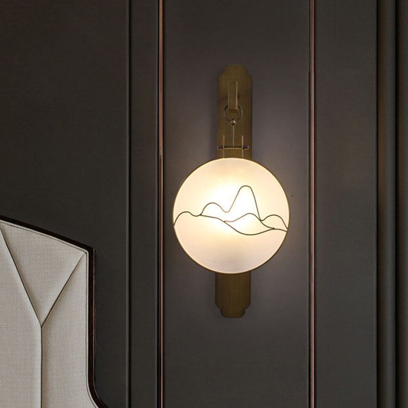 Iluminación redonda de pared de la pared de metal tradicional de 10 "/12" de ancho 1 lámpara de latón ligero lámpara de latón