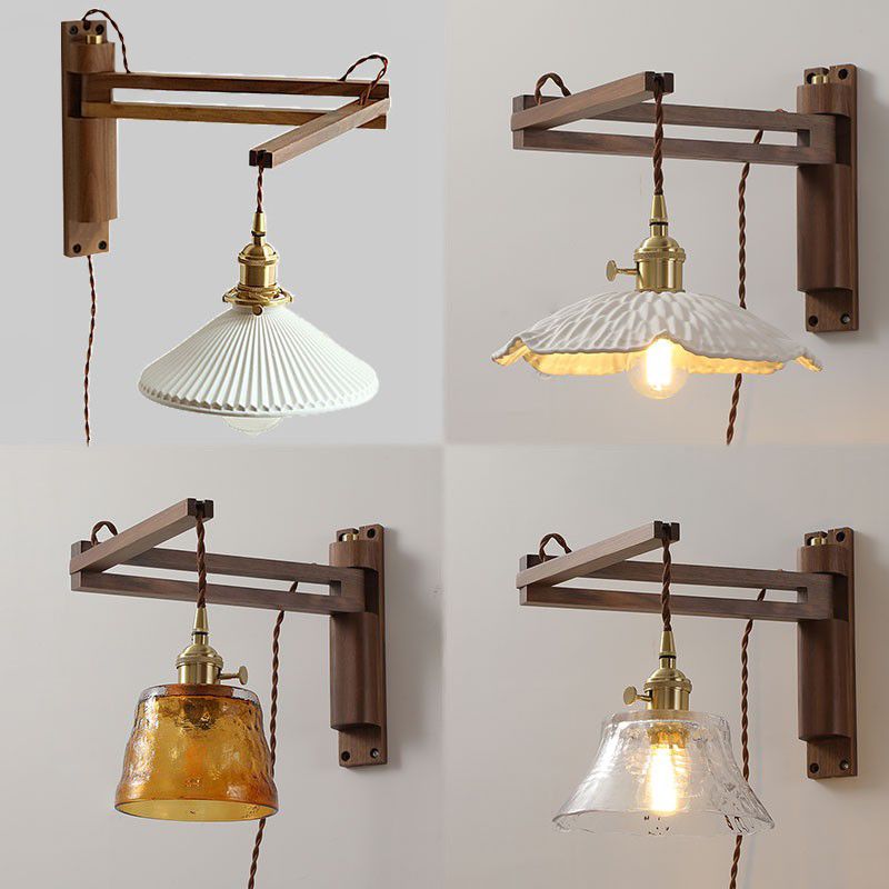 Moderner Stil Geometrischer Wandleuchten Holz 1 Lichtwandmontierte Beleuchtung