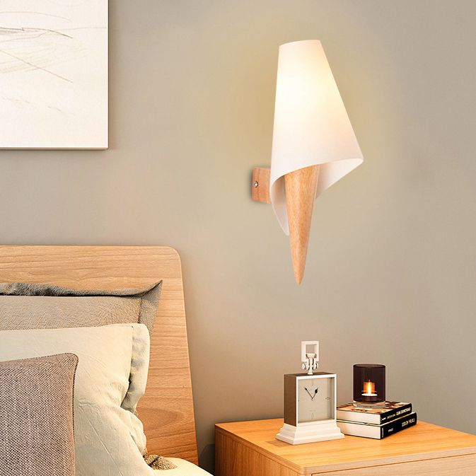 Lampe murale en bois créative 1 masse en verre à la tête Appiculture murale pour chambre à coucher