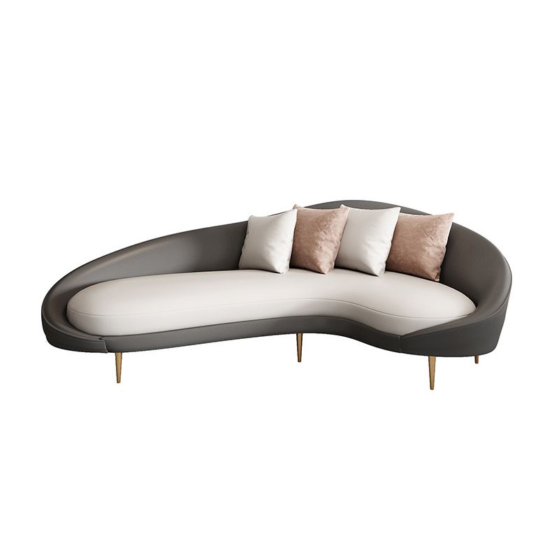 Contemporary Seating Faux Leather Living Room Tuxedo Arm Curved