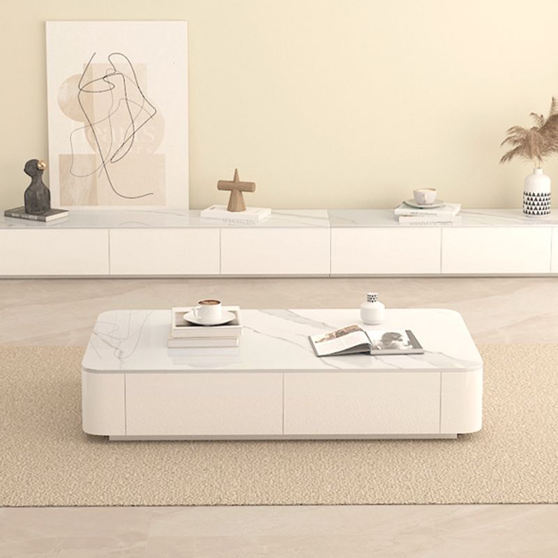 Block Rectangular Coffee Table Modern Single Coffee Table with Drawers