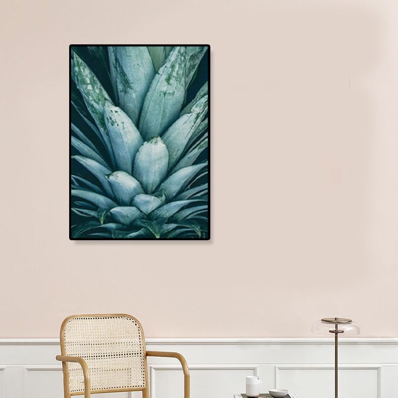 Green Pineapple Top Print Canvas Botanical Nordic Textured Wall Art for House Interior
