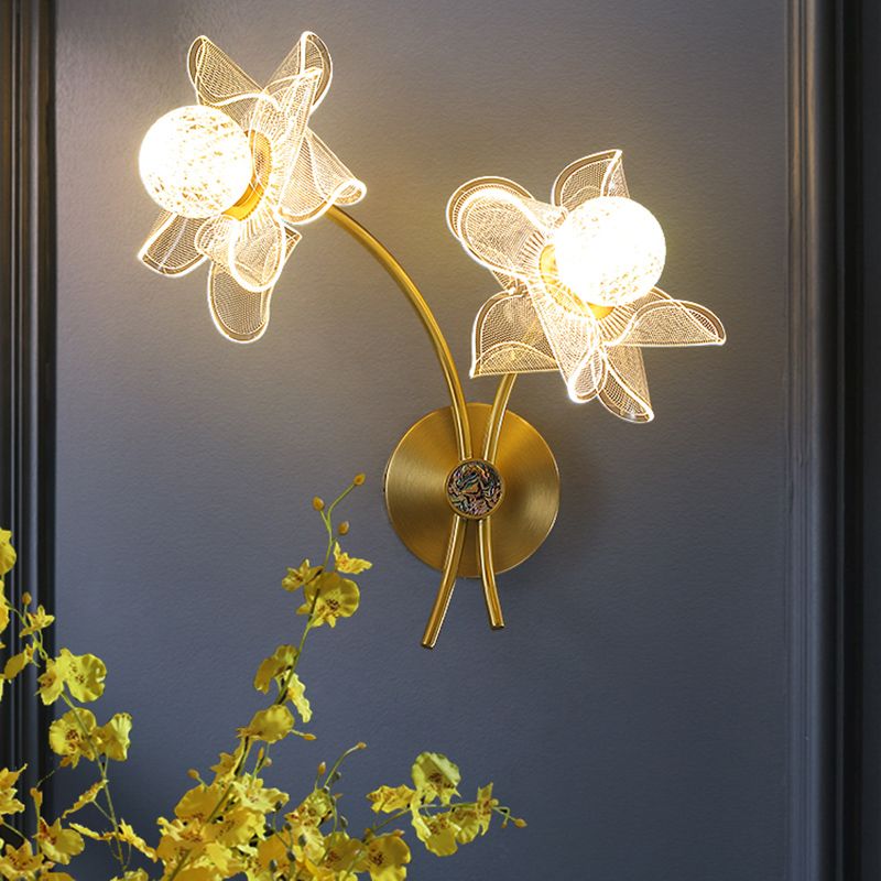 Acrylic Modern Wall Sconce Geometric Bronze Wall Mounted Light for Bedroom